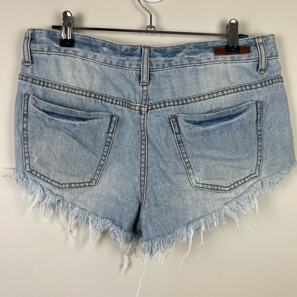 Billabong Denim Jean Shorts Blue Frayed Bonita Mid Rise Beach Size 28 AU 10 - Picture 7 of 12